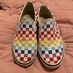 rainbow checkered vans